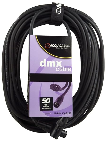 Accu Cable AC5PDMX50: 50ft 5-Pin DMX Stage Light Cable for Reliable Connections