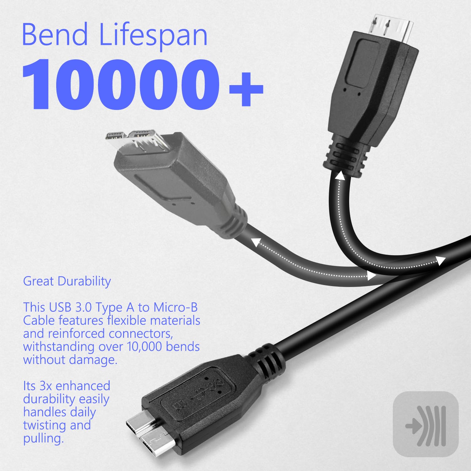 MaxLLTo MaxLLTo 6Feet USB 3.0 Data Cable for Western Digital WD My Book External Hard Drive Fast Charging and Data Transfer - View 4 of 7