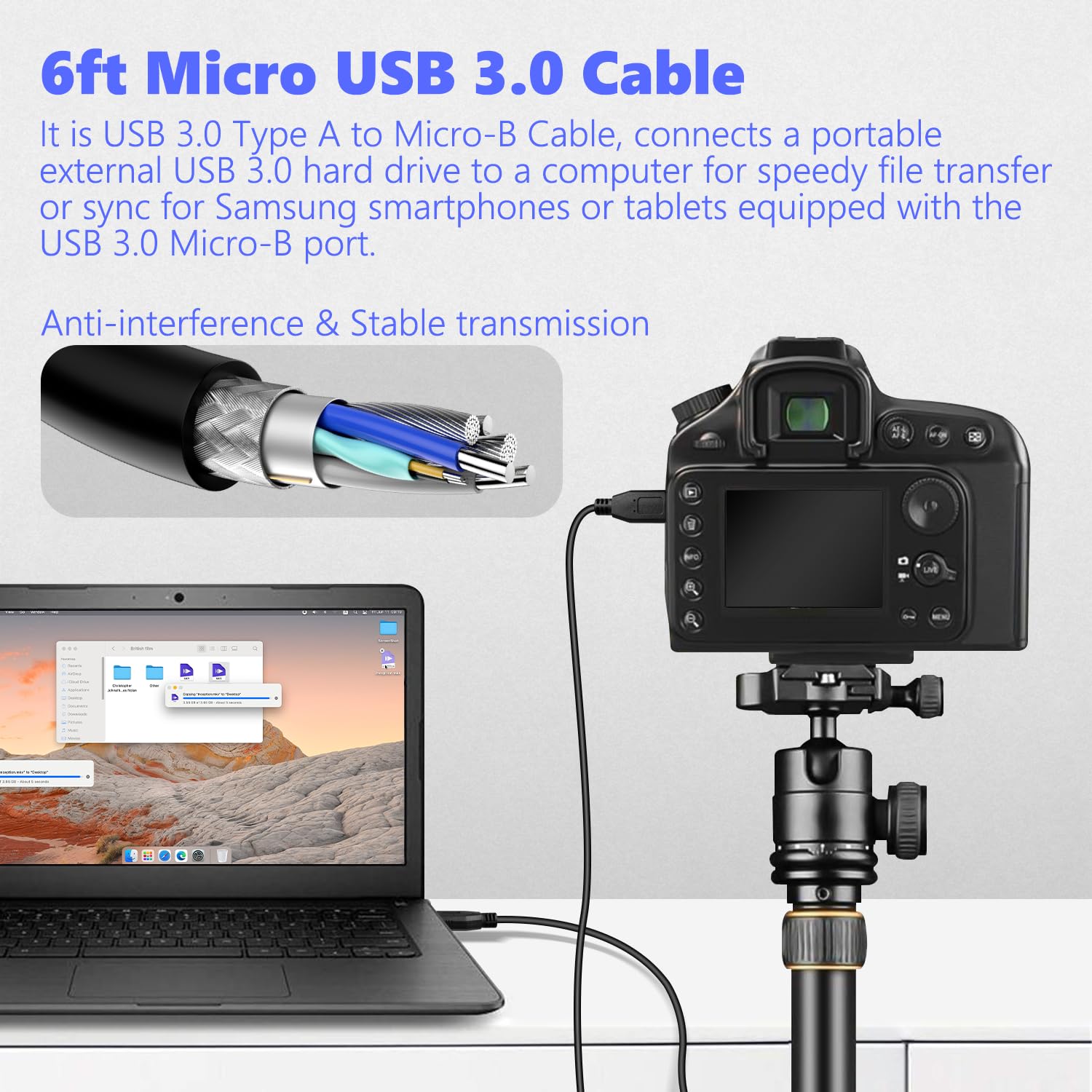 MaxLLTo MaxLLTo 6Feet USB 3.0 Data Cable for Western Digital WD My Book External Hard Drive Fast Charging and Data Transfer - View 7 of 7