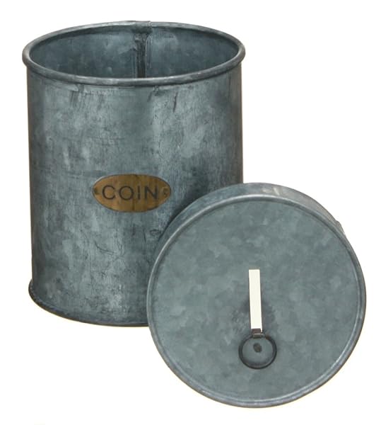 Park Hill Park Hill Collection Galvanized Coin Bank Removable Lid 4x5 Perfect for Saving Coins and Home Decor - View 2 of 2
