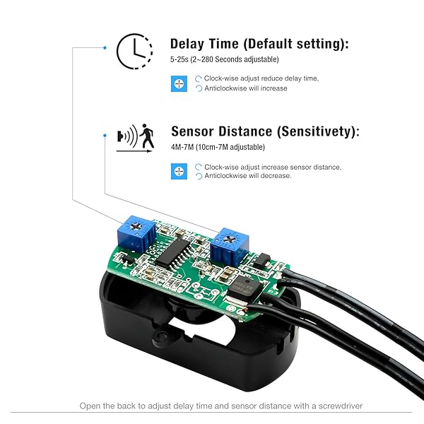 Sensky SENSKY BS010H Mini PIR Motion Sensor Switch for Gun Safe & Cabinet LED Lighting - 12V to 30V, 3A, Black - View 2 of 8