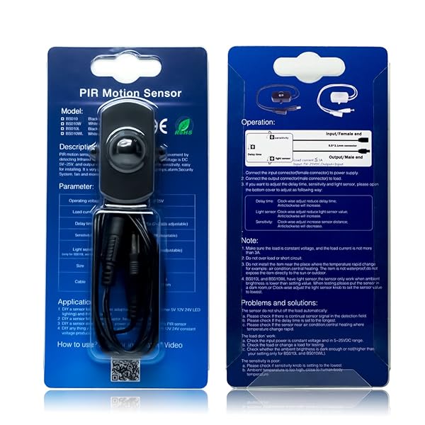 Sensky SENSKY BS010H Mini PIR Motion Sensor Switch for Gun Safe & Cabinet LED Lighting - 12V to 30V, 3A, Black - View 7 of 8