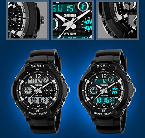 Fanmis Unisex Sport Watch Multifunction Green LED Digital Waterproof Shockproof Wristwatch Blue - View 5 of 7
