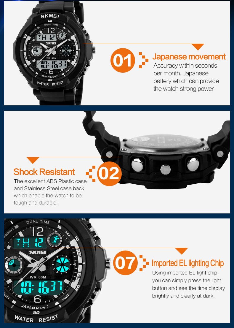 Fanmis Unisex Sport Watch Multifunction Green LED Digital Waterproof Shockproof Wristwatch Blue - View 6 of 7