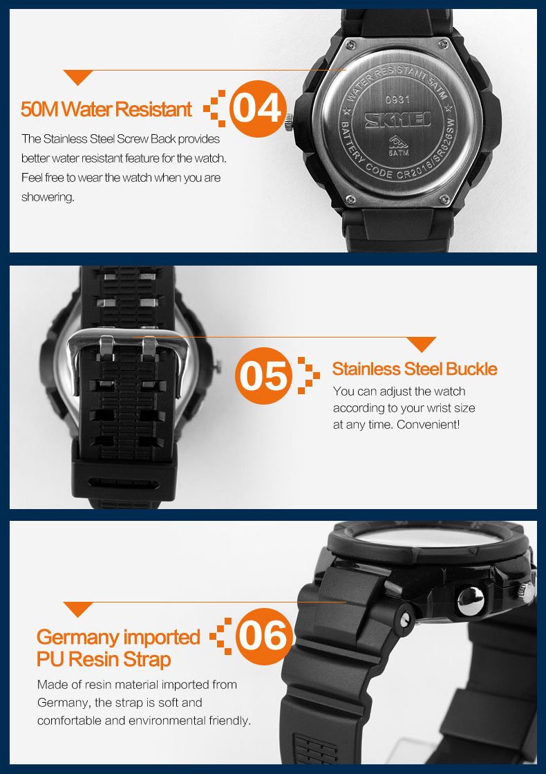 Fanmis Unisex Sport Watch Multifunction Green LED Digital Waterproof Shockproof Wristwatch Blue - View 7 of 7