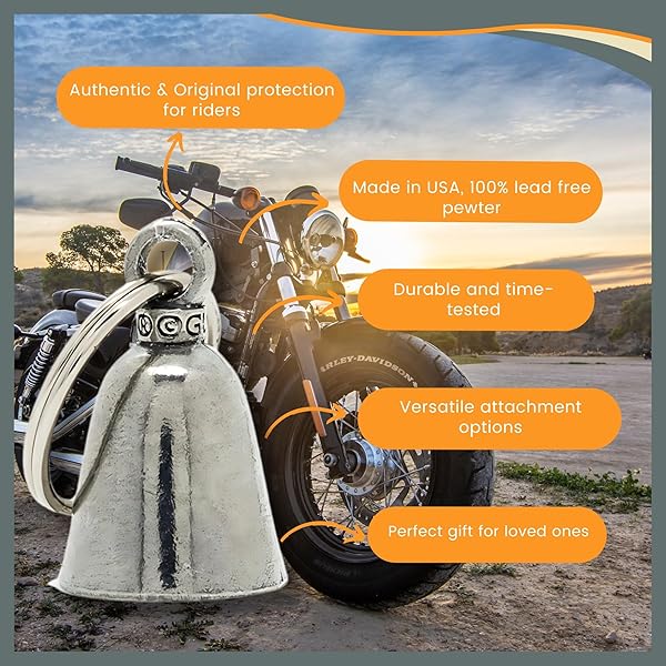 Guardian Bell Guardian Bell Hawk Good Luck Bell with Keyring and Velvet Gift Bag Lead-Free Pewter Motorcycle Bell Made in USA Perfect Gift for Friends Family - View 4 of 9
