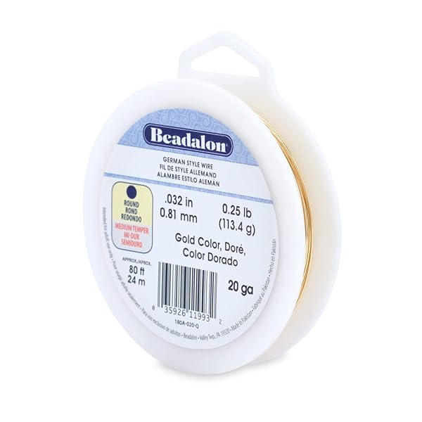 Beadalon Beadalon German Style 20 Gauge Gold Wire for Jewelry Making - 78 ft Round Spool