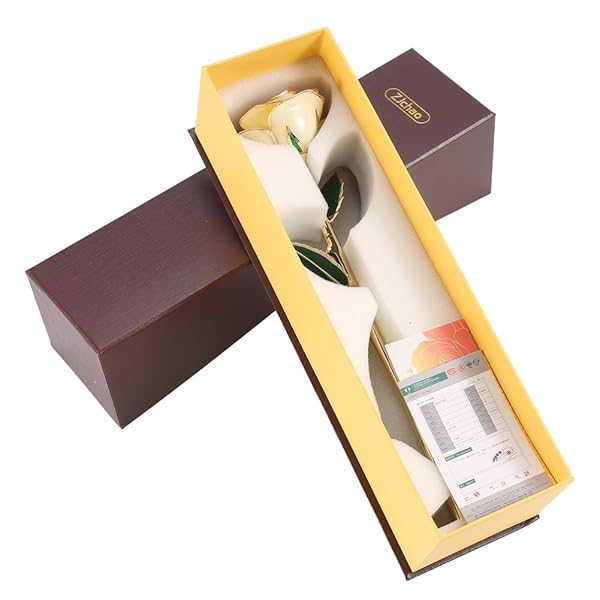 ZJchao ZJchao Love Forever Long Stem 24k Gold Dipped Rose Flower Gift for Wife Mom Girlfriend White - View 2 of 6