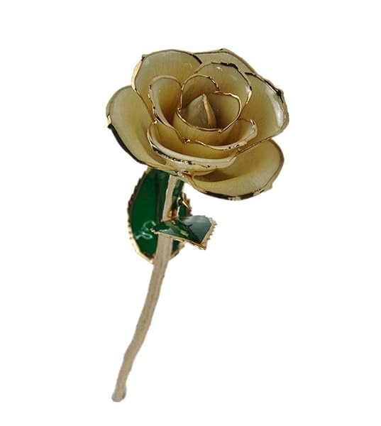 ZJchao ZJchao Love Forever Long Stem 24k Gold Dipped Rose Flower Gift for Wife Mom Girlfriend White - View 5 of 6