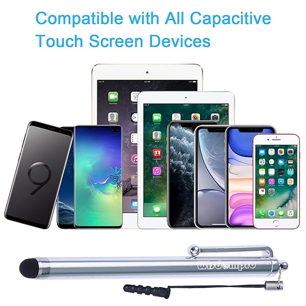 Wisdompro 9-Pack Wisdompro Stylus Pens for All Touch Screens - Universal Rubber Tips & Lanyard for iPad, iPhone, Samsung & More - View 7 of 8