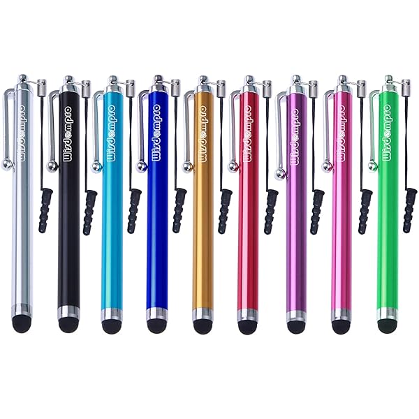 Wisdompro 9-Pack Wisdompro Stylus Pens for All Touch Screens - Universal Rubber Tips & Lanyard for iPad, iPhone, Samsung & More - View 2 of 8