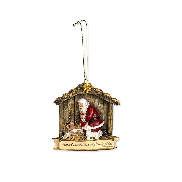 Roman Every Knee Should Bow Christmas Ornament - 3.5x4 Inch Resin Stone Decoration for Holiday Cheer