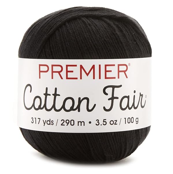 Premier Yarns Premier Yarns Cotton Fair Solid Yarn in Black - 317 Yards of Premium Quality for Knitting & Crochet
