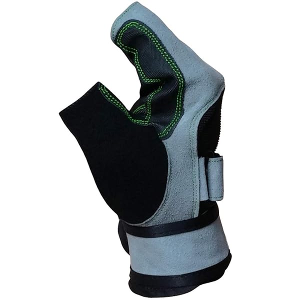 Meister Meister Wrist Wrap Weight Lifting Gloves with Gel Padding in Gray and Neon Green X-Large - View 4 of 6