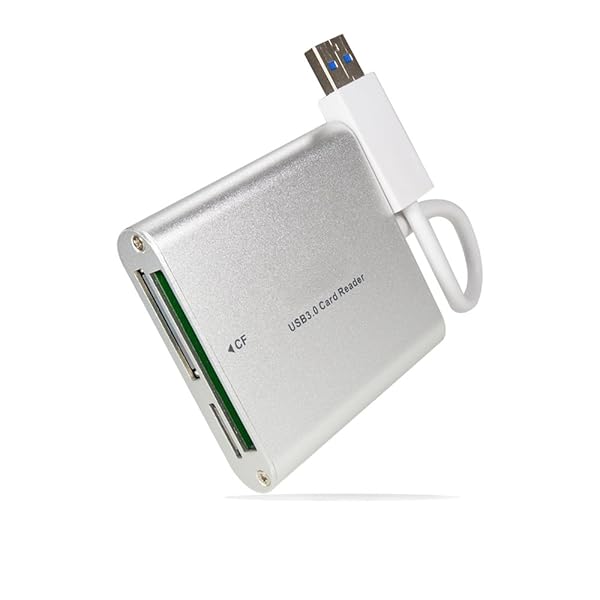 Foto&Tech FotoTech Silver Aluminum Super Speed USB 3.0 Multi Card Reader for MacBook Pro and Laptops with Velvet Bag