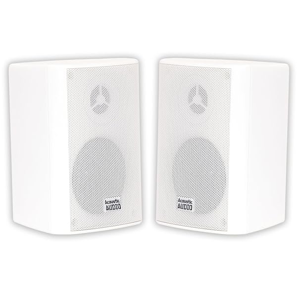 Acoustic Audio by Goldwood Acoustic Audio by Goldwood AA351W: High-Performance 500W Indoor/Outdoor Speakers with Powerful Bass (White, 1 Pair)