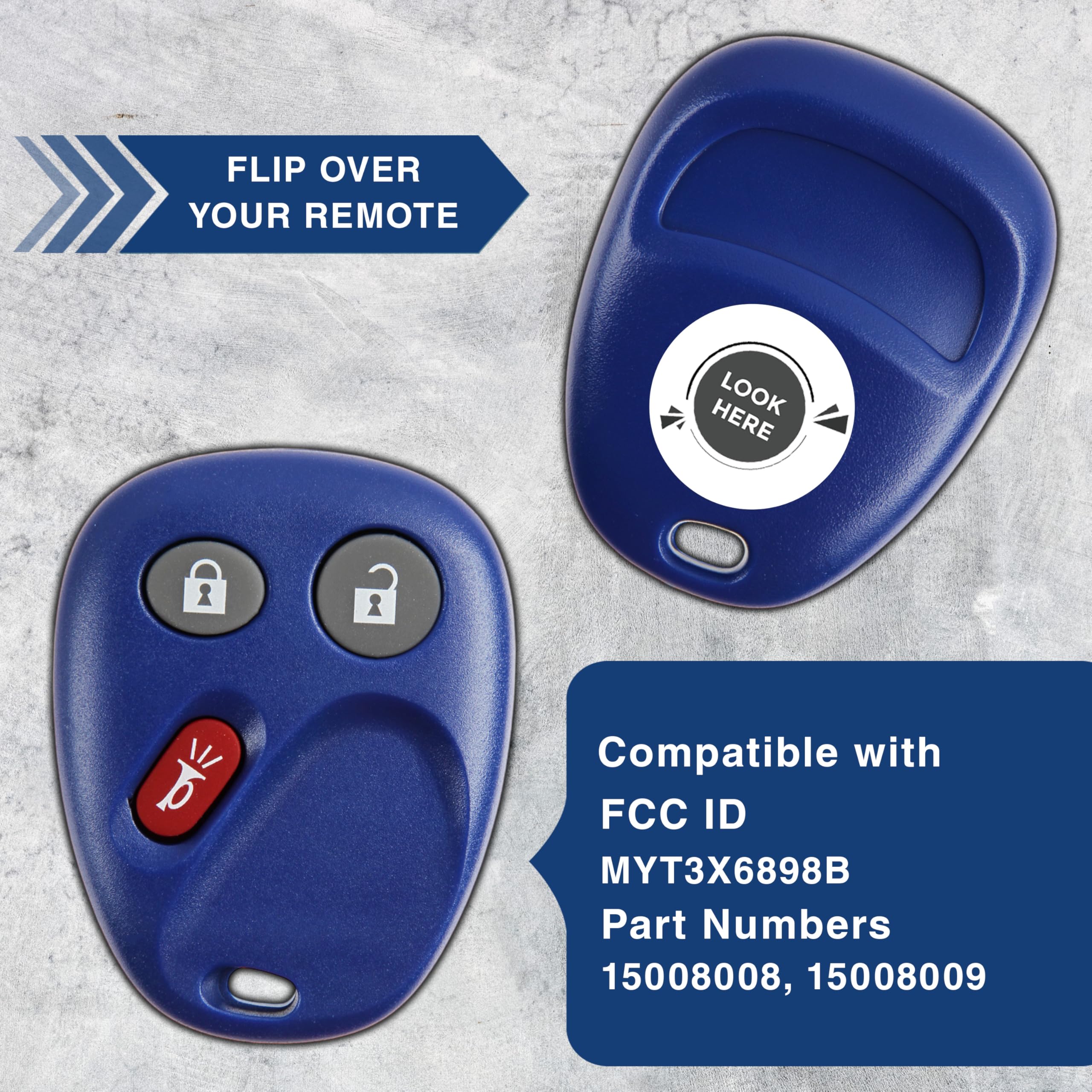 KeylessOption 3 Button Keyless Entry Remote Control Key Fob Replacement Blue - View 5 of 8