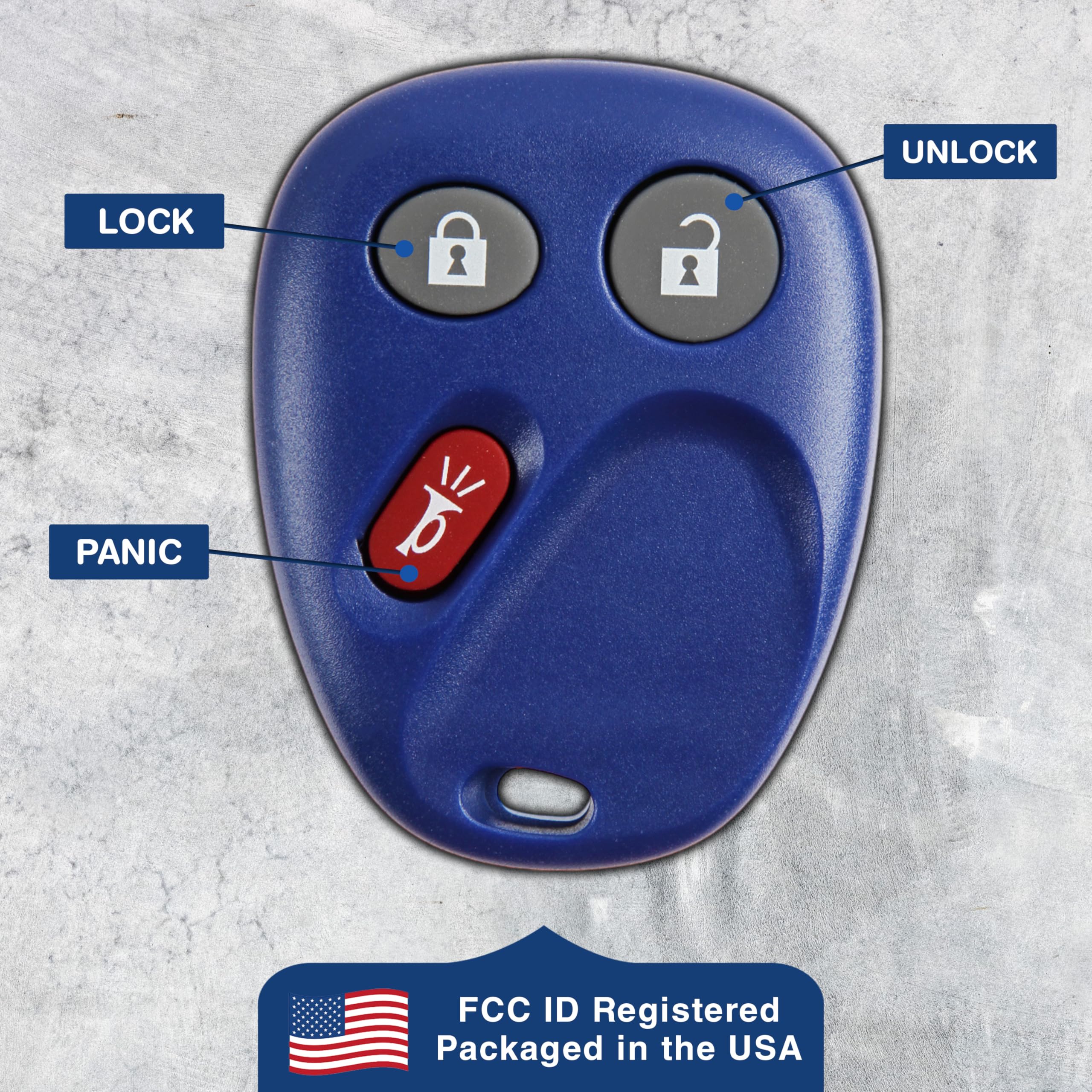 KeylessOption 3 Button Keyless Entry Remote Control Key Fob Replacement Blue - View 6 of 8