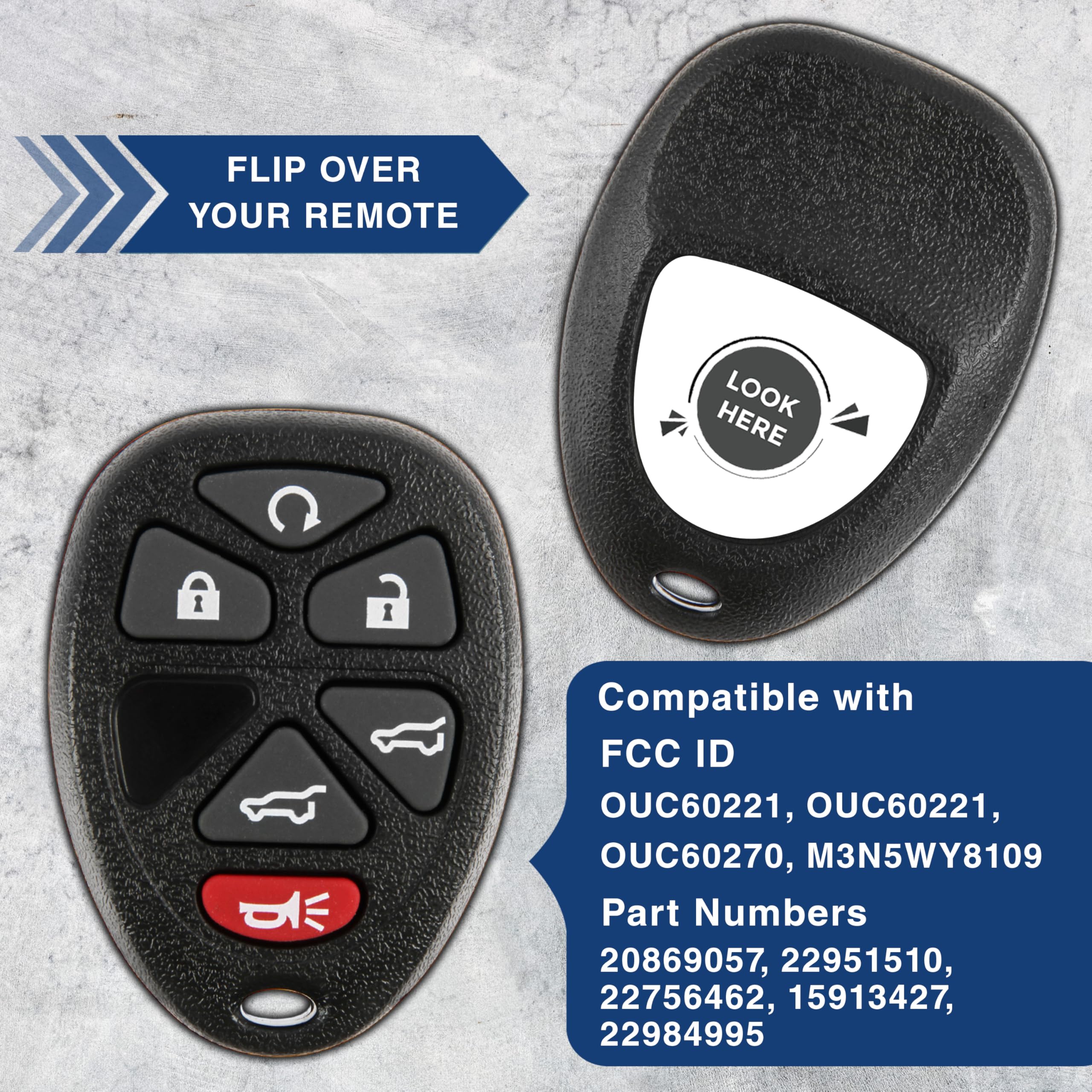 KeylessOption Keyless Entry Remote Control Car Key Fob Replacement Pack of 2 for 15913427 - View 5 of 8