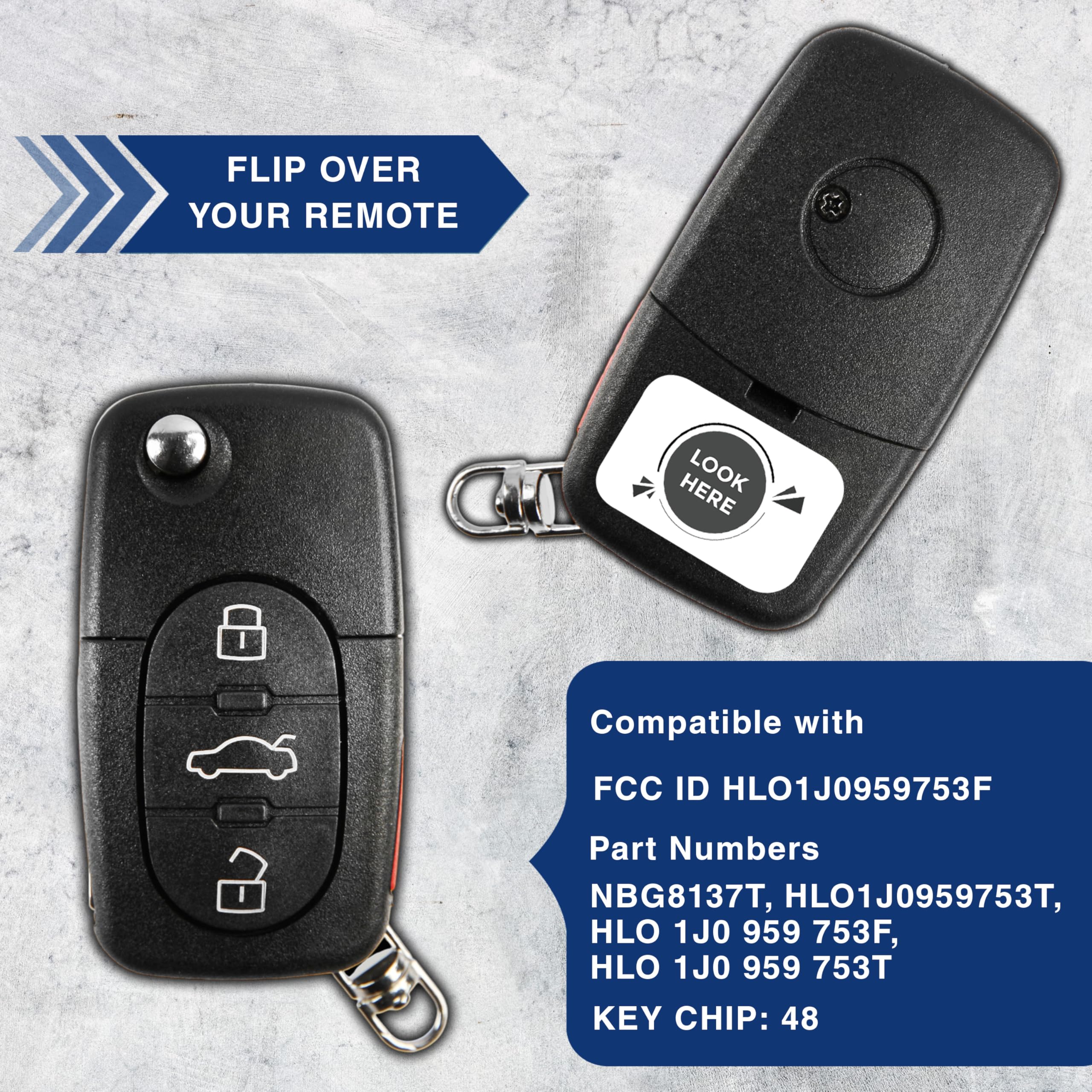 KeylessOption Keyless Entry Remote Control Car Key Fob Replacement HLO1J0959753F Pack of 2 - View 4 of 8