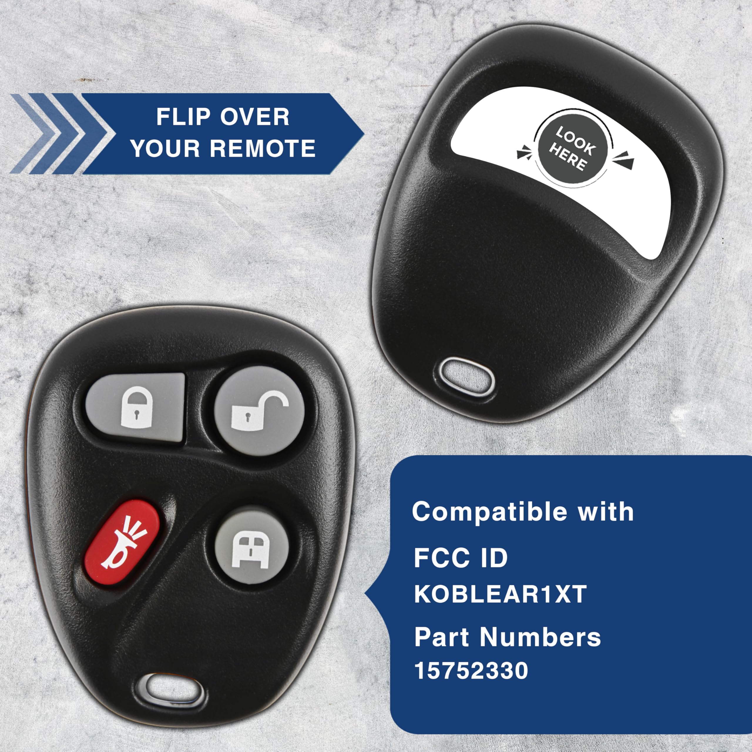 KeylessOption Keyless Entry Remote Control Car Key Fob Replacement for 15752330 Fast Shipping Quality Assurance - View 5 of 8