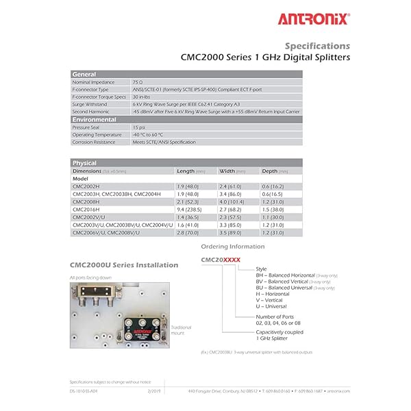 Antronix Antronix 6-Way RG6 Coaxial Splitter CMC2006V for HDTV - 1GHz 1002MHz Signal Boost - View 5 of 6