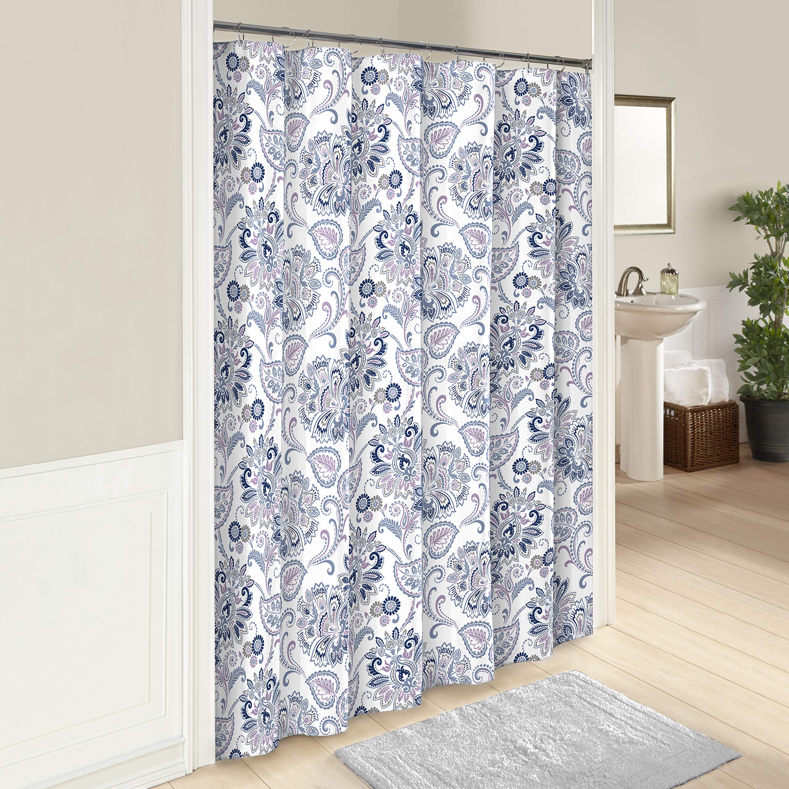 MARBLE HILL Carlisle Shower Curtains 72x72 Machine Washable Blue for Bathroom Decor