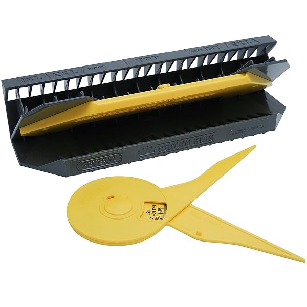 General Tools Crown King Molding Cutting Jig #881 with Protractor - Precision Cutting Tool in Yellow