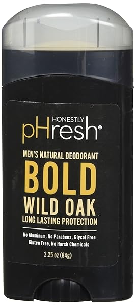 Honestly pHresh Honestly pHresh Natural Prebiotic Deodorant for Men Baking Soda Aluminum Free 24 Hour Odor Protection Bold Wild Oak 2.25 Oz