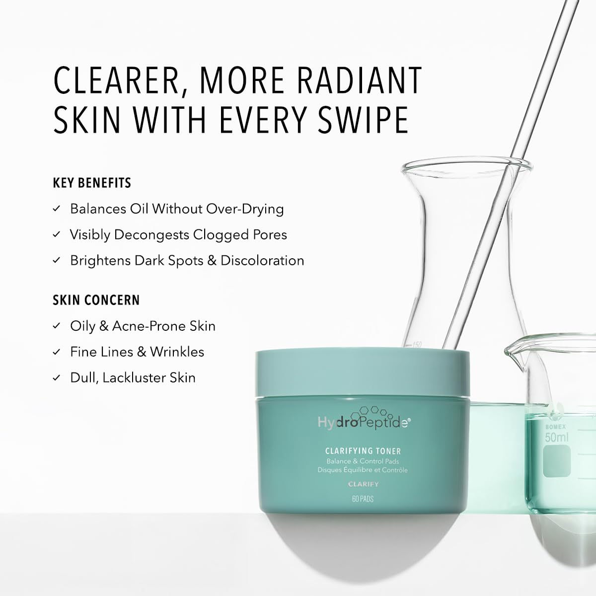 HydroPeptide HydroPeptide Clarifying Toner Pads with Peptides for Balance and Control 60 Pads - View 2 of 6