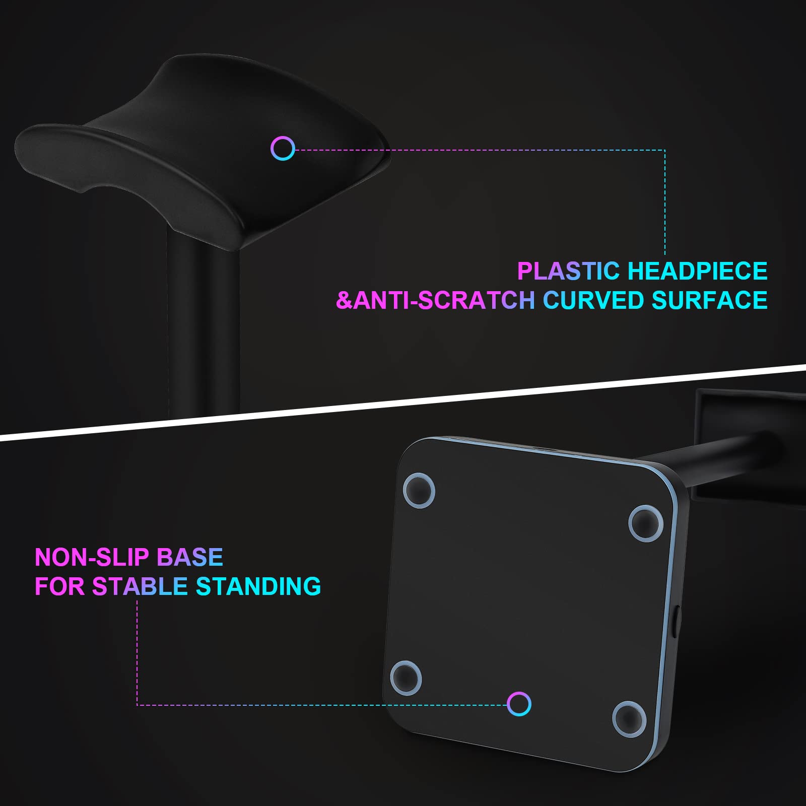 Generic Headphone Stand with Wireless Charger and USB Ports for Gaming Headsets and Desktop PC Accessories - View 4 of 6