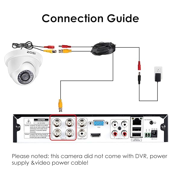 ZOSI ZOSI 1000TVL CCTV Camera: 24 IR LEDs, Day/Night Vision, 65ft Range - Indoor/Outdoor Security Dome for DVR Systems - View 6 of 10