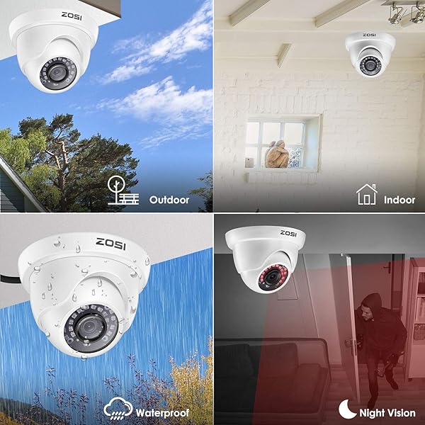 ZOSI ZOSI 1000TVL CCTV Camera: 24 IR LEDs, Day/Night Vision, 65ft Range - Indoor/Outdoor Security Dome for DVR Systems - View 8 of 10