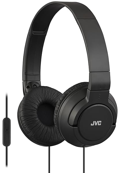 JVC JVC Lightweight Flat Foldable On Ear Headphones with Mic Black HASR185B for Comfortable Listening
