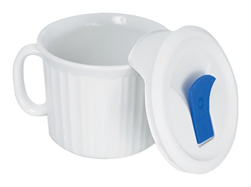 CorningWare Corningware French White Pop-Ins 20-Ounce Mug with Blue Cover - Durable & Stylish Kitchen Essential