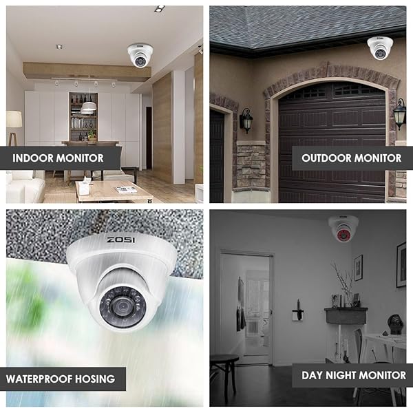 ZOSI ZOSI 4 Pack 1000TVL Night Vision Dome CCTV Cameras - IP66 Waterproof, IR Cut Filter, Home Security System - View 4 of 10