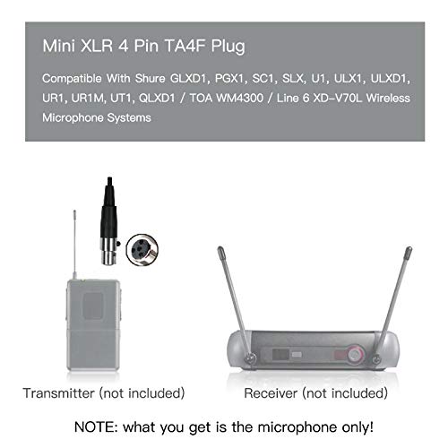 J K J K MIC-J 044 Lavalier Microphone: Omni-Directional Clip-On for Shure Wireless (Mini XLR TA4F) - View 4 of 5