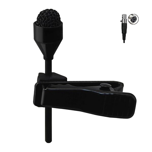 J K J K MIC-J 044 Lavalier Microphone: Omni-Directional Clip-On for Shure Wireless (Mini XLR TA4F)