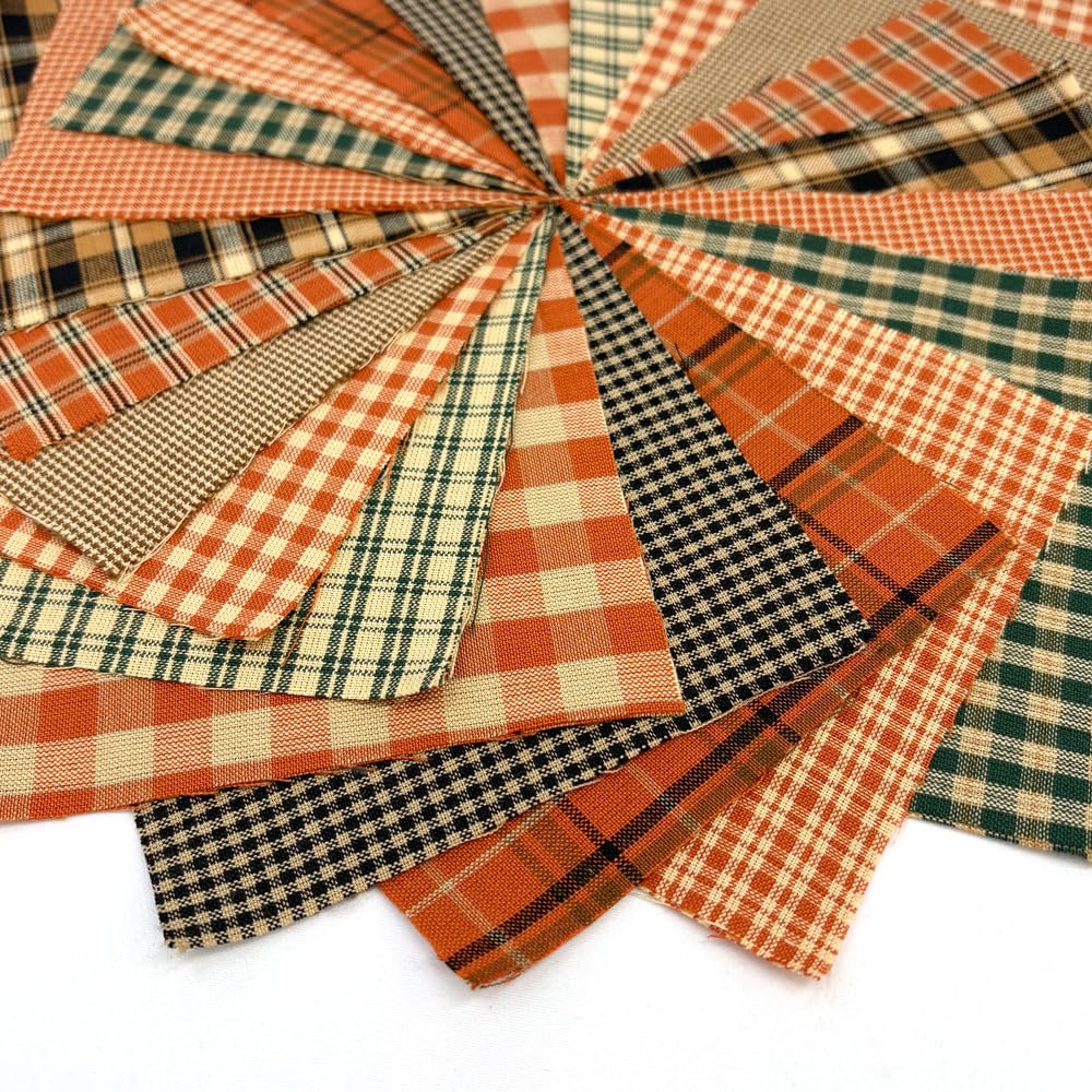 JCS 40 Autumn Spice Charm Pack Precut Cotton Orange Plaid Fabric Squares by JCS 5 Inch - View 2 of 9