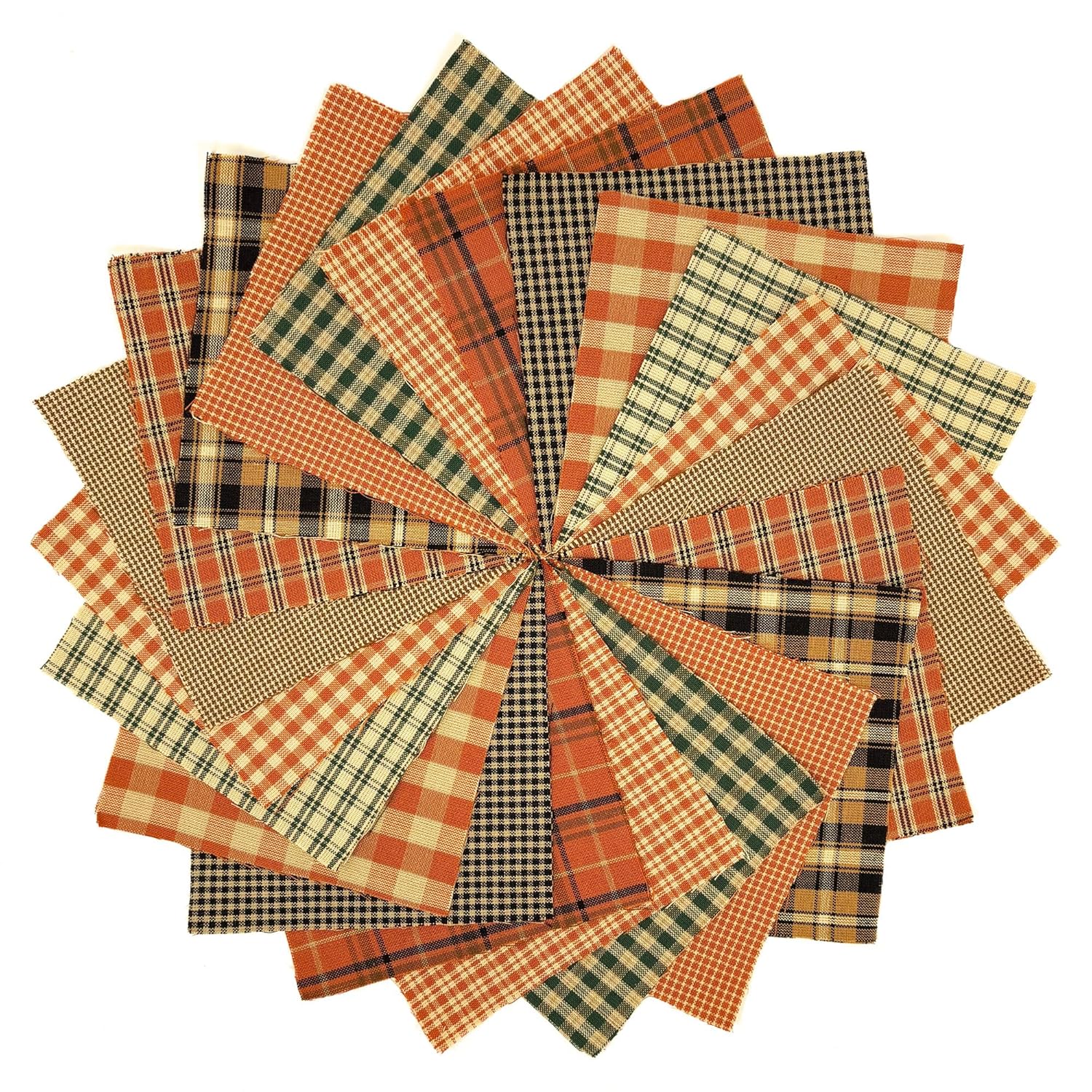 JCS 40 Autumn Spice Charm Pack Precut Cotton Orange Plaid Fabric Squares by JCS 5 Inch