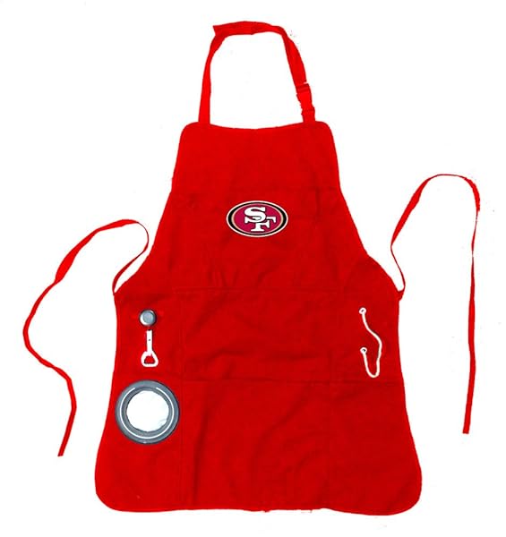 Team Sports America Team Sports America NFL San Francisco 49ers Ultimate Grilling Apron with Bottle Opener Insulated Beverage Holder Heavy Duty Cotton Canvas
