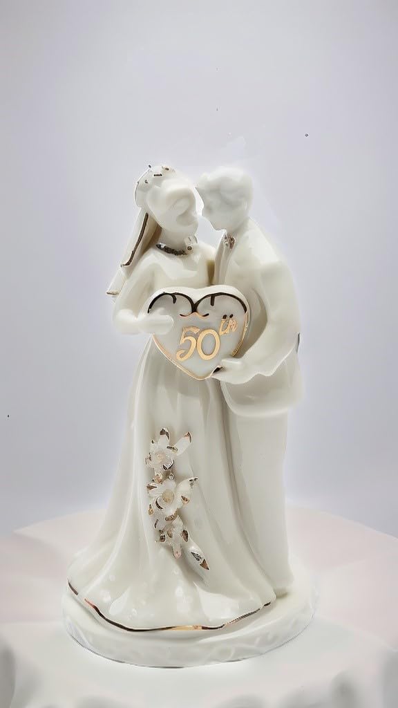 Cosmos Gifts Cosmos Gifts 30715 Small Fine Porcelain 50th Anniversary Couple Figurine 4-3/4 Inch Ivory - View 2 of 3