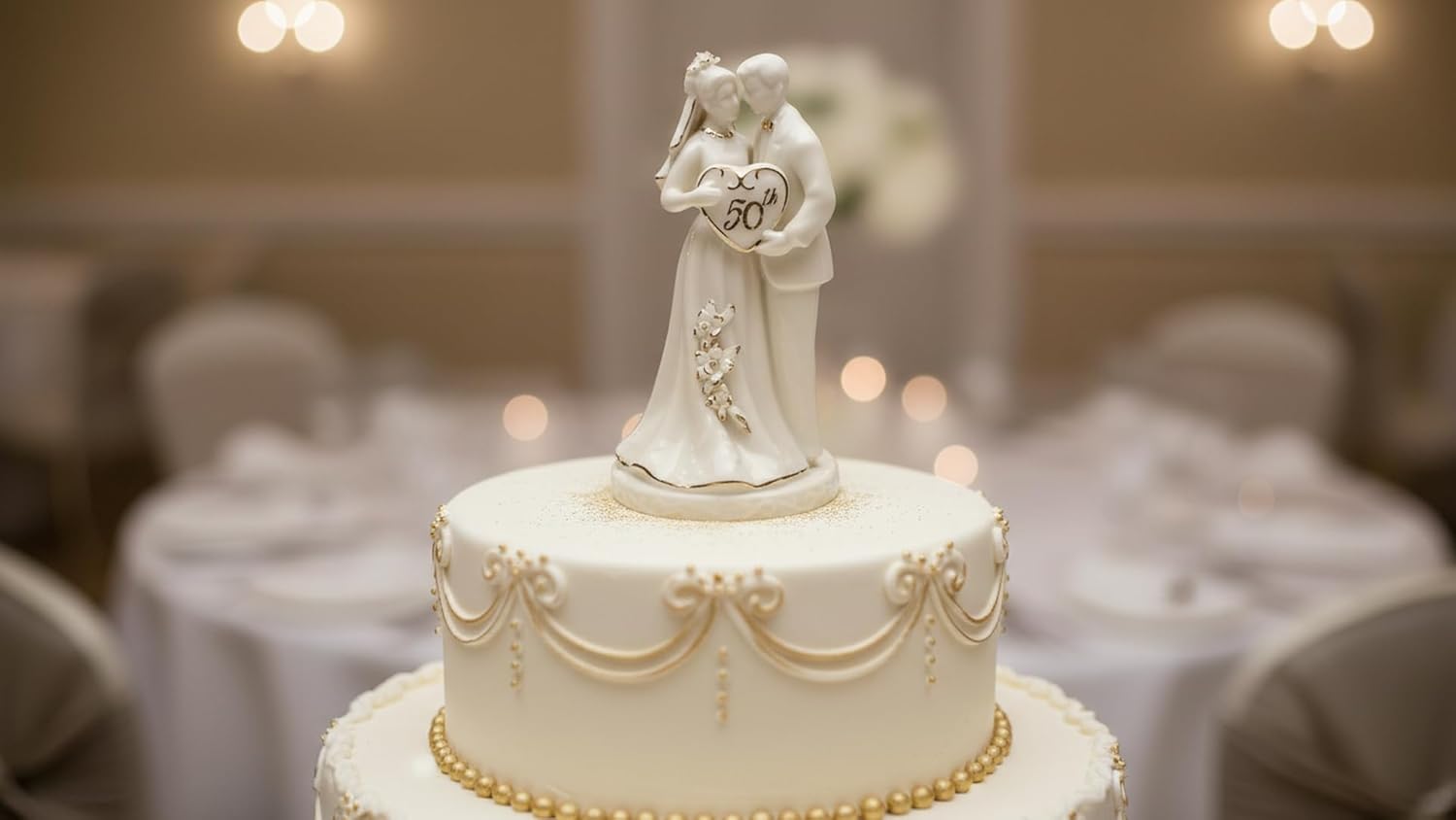 Cosmos Gifts Cosmos Gifts 30715 Small Fine Porcelain 50th Anniversary Couple Figurine 4-3/4 Inch Ivory