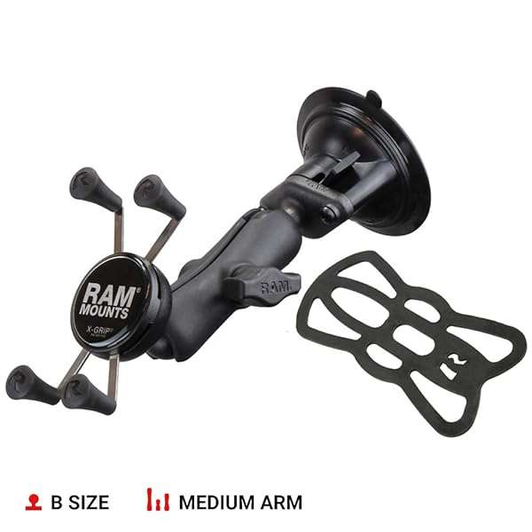 RAM MOUNTS RAM Mounts X-Grip Phone Mount with Twist-Lock Suction Cup for Vehicle Windshields - RAP-B-166-UN7U - View 3 of 10