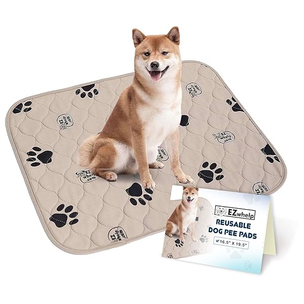 EZwhelp EZwhelp Reusable Dog Pee Pads Washable Waterproof Mats for Potty Training and Whelping 16.5x19.5 Inch 2 Pack