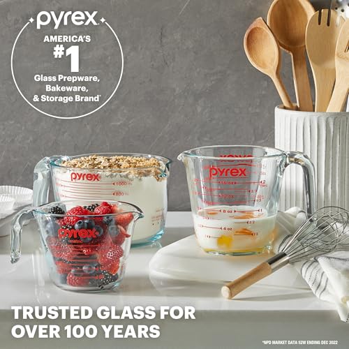 Pyrex Pyrex Glass Measuring Cup Set 3 Piece Microwave and Oven Safe Clear Kitchen Essential - View 5 of 7