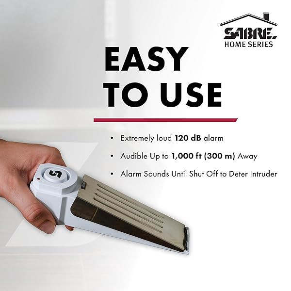 SABRE Secure Your Space: SABRE 120 dB Wedge Door Stop Alarm - Loud, Wireless & Compact for Home, Travel, Apartment & Dorm Use - View 3 of 7