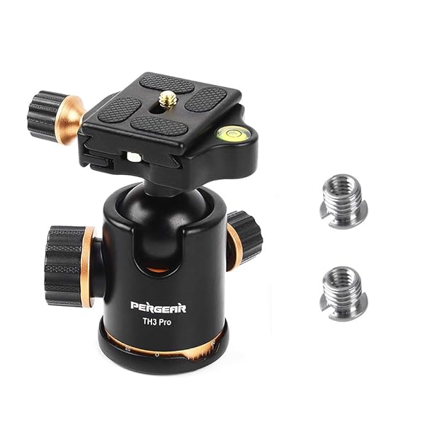 PERGEAR Pergear TH3 Pro DSLR Camera Tripod Ball Head, 8KG/17.6lbs Loading Capacity, 360 Degree Swivel, Metal Build Quality, Fine Tuning Damping, U-Shaped Groove Design for Easy Switching Into Vertical Mode