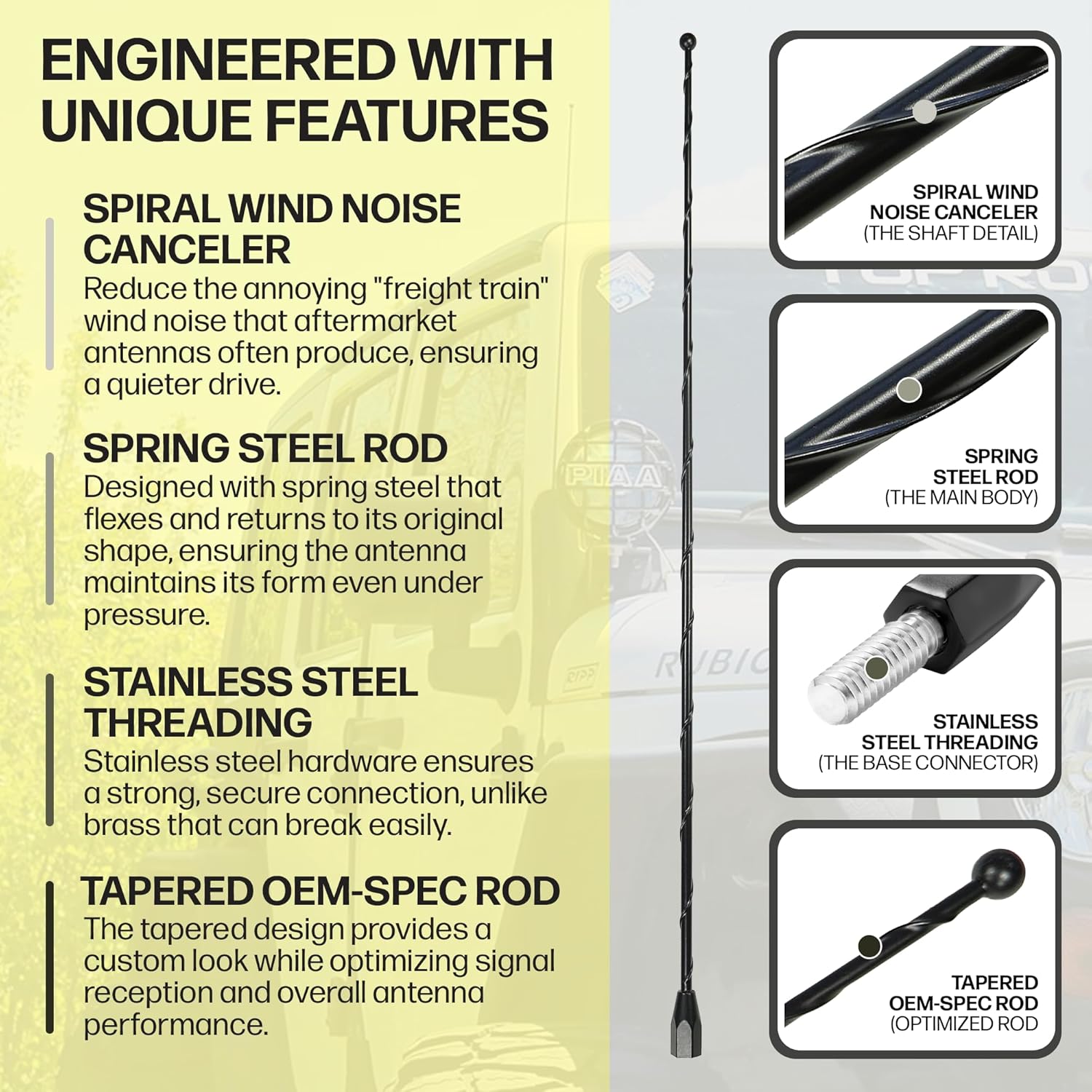 AntennaMastsRus AntennaMastsRus 31 Inch Black Antenna for Ford F Series and Dodge Ram 1500 2500 3500 with USA Stainless Steel Threading - View 2 of 8