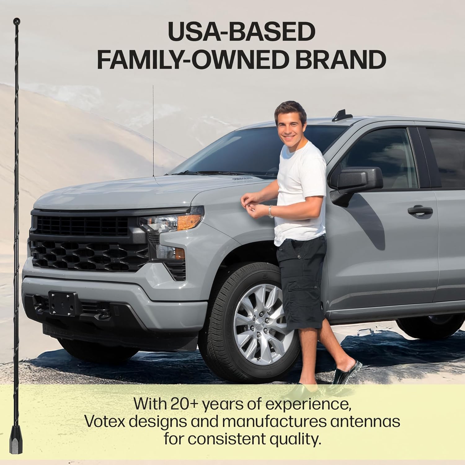 AntennaMastsRus AntennaMastsRus 31 Inch Black Antenna for Ford F Series and Dodge Ram 1500 2500 3500 with USA Stainless Steel Threading - View 8 of 8